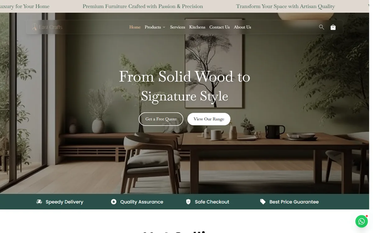 East Crafts - E-commerce for a handcrafted furniture brand