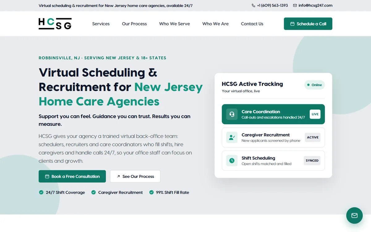 Home Care Services Group - Redesign for a New Jersey home-care staffing company