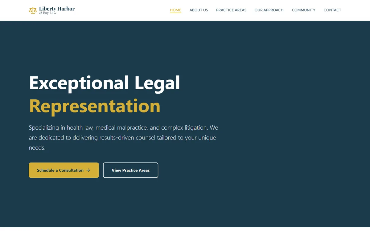 Liberty Harbor & Bay Law - Website for a New York law firm
