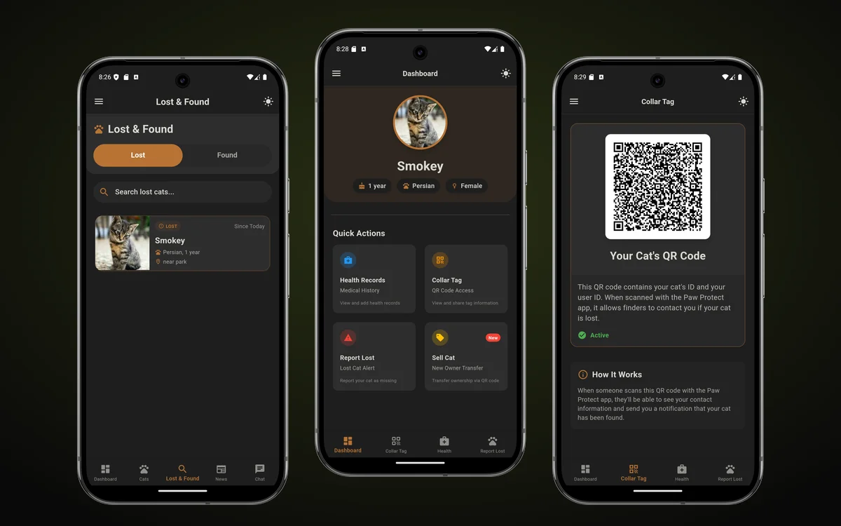 Paw Protect - A lost-and-found and care app for pet cats
